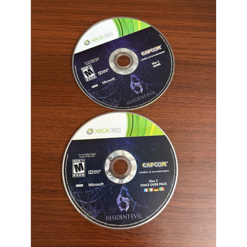 Resident Evil 6 (Microsoft Xbox 360, 2012) [Disc Only] Video Game‎ 2 Discs